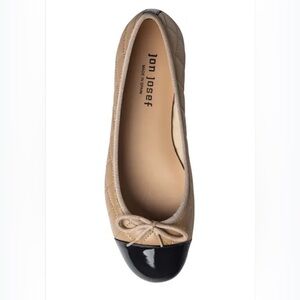 Jon Josef Belle Quilted Tan & Black Ballerina Flat Size